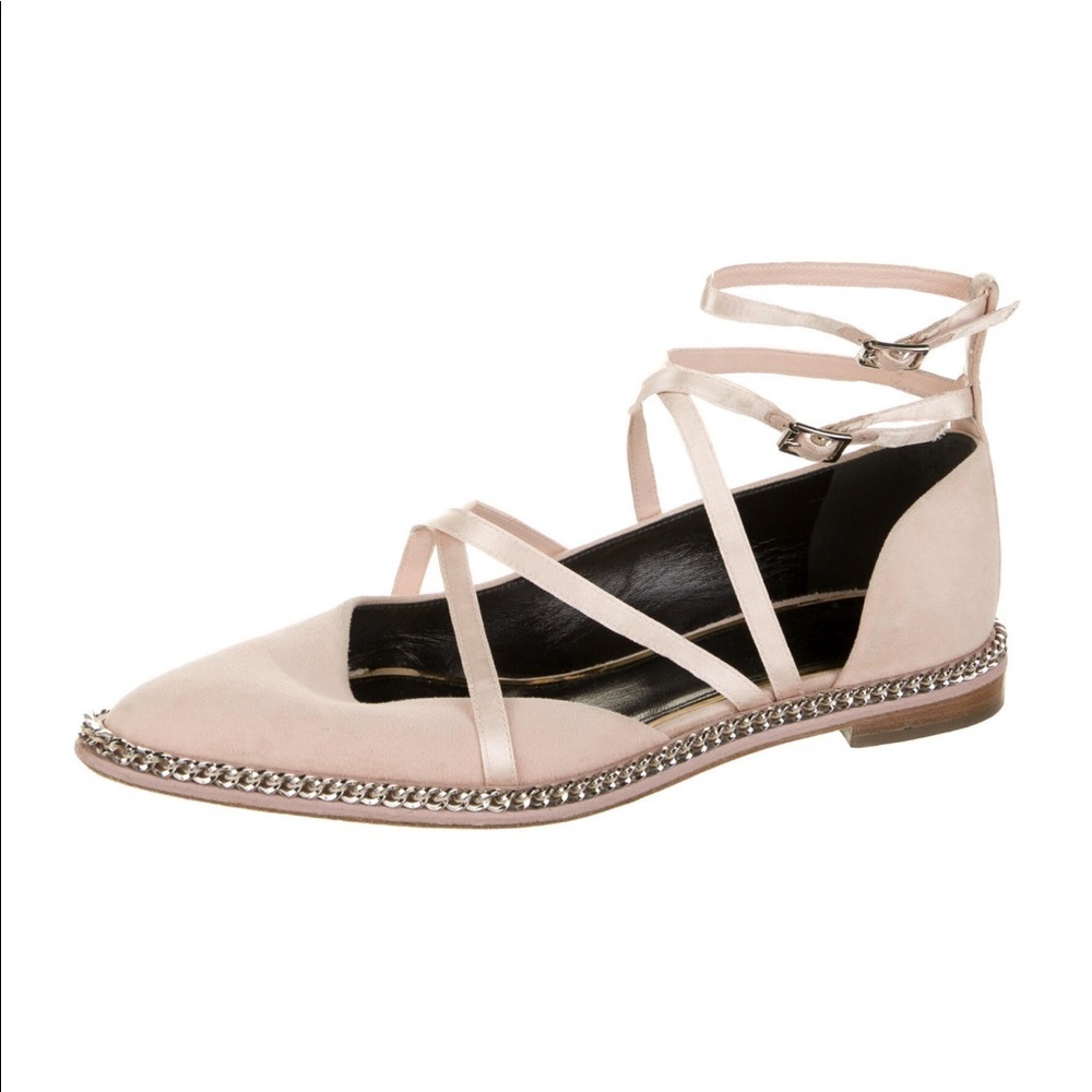 LANVIN Suede Chain Link Accents Espadrilles